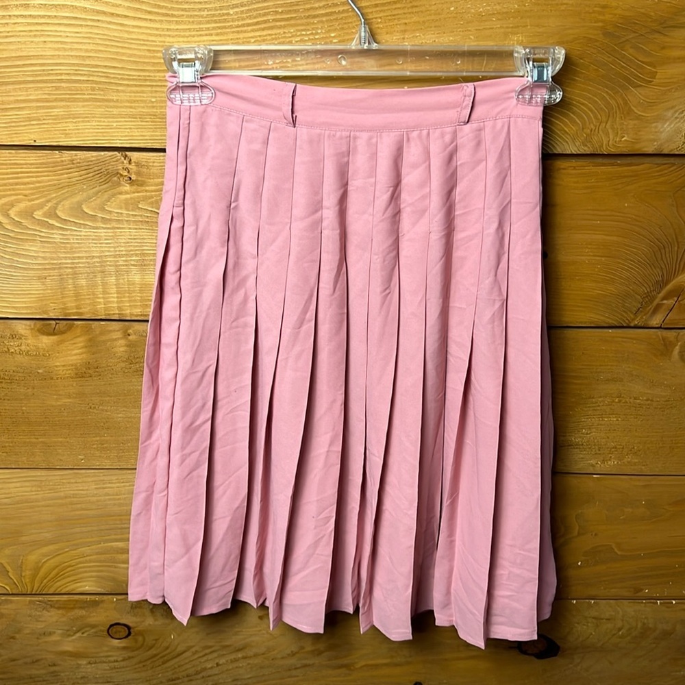 Modcloth Women’s Pink Pleated School Girl zip  Mini Skirt Sm event business casu